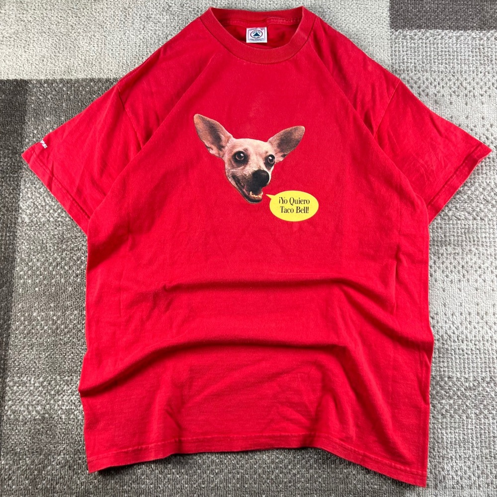 Vintage Taco Bell Chihuahua Yo Quiero Taco Bell Red Graphic T-Shirt Mens Large